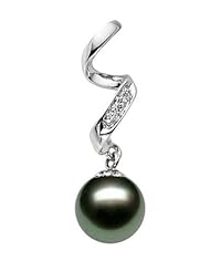 PremiumPearl 8-11mm AAA Quality Tahitian Pearl Pendant 14k Gold & Diamonds