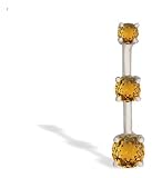 14K White Gold Genuine Round Citrine 3-Stone Pendant