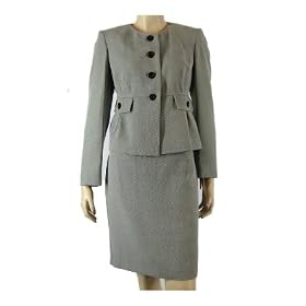 Liz Claiborne Black and White Lined Career Skirt Suit