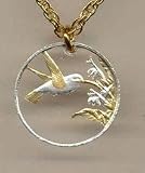 Trinidad  Tobago 1 Cent Hummingbird Two Tone Coin Cut Out With 18 Chain