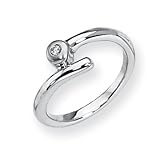 Diamond and Sterling Silver Ladies Ring (Sizes 6-8)
