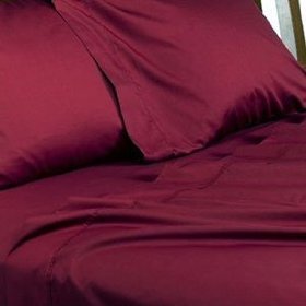 Egyptian Cotton 800 Thread Count Solid Sateen 3 Pc Duvet Cover Set Burgundy - King.