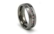 Titanium Ring Grooved High Polish with 9 CZ 8mm