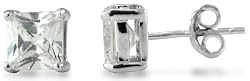 Sterling Silver 2.0 CTW Square CZ Basket Earrings