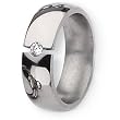 Polished Titanium and 1/10ct. Diamond Ring (7.0 mm) With Wood Box - Sizes 8-12