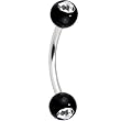 Acrylic Black Clear Gem Eyebrow Ring 3/8"