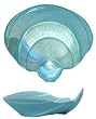 Large Glass Azure Blue Cockle Shell Dish 9 1/2" x 8 1/4"