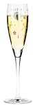 Champagne Glass, Pearls, Red Blooms, Designer Color Enamel Prosecco Flute in Gift Box