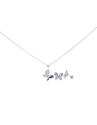 Nickel Free Sterling Silver Pendant & Earring Sets High Polish With CZ Butterfly Set Pendant Dimensions: L24.5mm X W17.2 Weight: 1.7Grams Earring Dimensions: L14mm X W14mm Weight: 2.1Grams