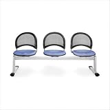 Stars and Moon Three Beam Seating with Three Seats and Mesh Back Color: Colonial blue