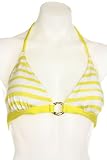 BCBGMAXAZRIA Women's Light Gold Lime Painted Stripe Combo Bikini Top