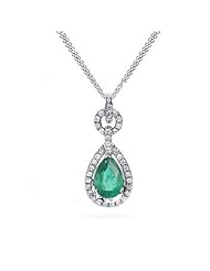 1.95Ct Pear Shaped Emerald & Diamond Accented Pendant 18k Gold