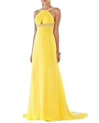 Scoop Neck Sleeveless Chiffon Sheath Belted Backless  Dress with a Brush/Sweep Train 