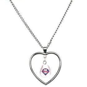 Philadelphia Phillies 3D Baseball Heart Pendant Necklace