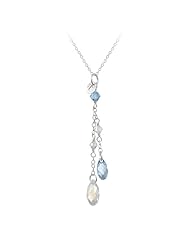 Sterling Silver Multi Colored Swarovski Crystallized Elements "Y" Necklace, 18"