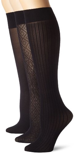 Nine West Women's Argyle Solid And Cable Trouser 3-Pack