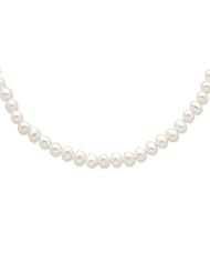 Sterling Silver 5-6mm White Freshwater Cultured Pearl Necklace