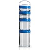 BlenderBottle GoStak Twist n' Lock Storage Jars, 4-Piece Starter Pak, Blue