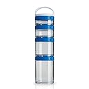 BlenderBottle GoStak Twist n' Lock Storage Jars, 4-Piece Starter Pak, Blue