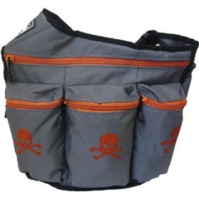 Grey with Orange Skull Diaper Bag