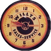 Willys Jeep Sales Service Neon Wall Clock 20" Made In USA New