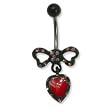 Black Bioplast Belly Ring with Clear Australian Crystals - 14g/5mm ball