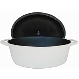 Paylesscookware Enamel Coated Cast Iron Cream Oval Casserole Pot 7-qt.
