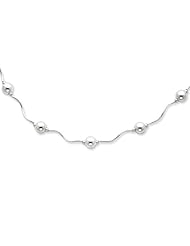 Sterling Silver 16in Polished Bead Necklace. Metal Wt- 5.05g
