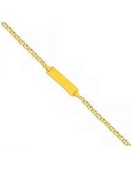 14K Two Tone Yellow White Gold Baby Children ID Mariner Pave Bracelet 6"