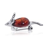 Jewelry : Blaze Amber Rat Pin Genuine .925 Sterling Silver Brooch