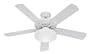 Hunter Fans 23697 52" Beaufort Traditional WET Outdoor White Ceiling Fan w/ Light & Blades
