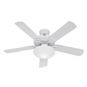 Hunter Fans 23697 52" Beaufort Traditional WET Outdoor White Ceiling Fan w/ Light & Blades