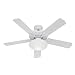 Hunter Fans 23697 52" Beaufort Traditional WET Outdoor White Ceiling Fan w/ Light & Blades