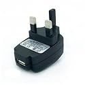 BLACK 3 PIN 1000mA USB UK wall plug AC Power Adapter Charger for MP3 players, ipods, mobile phones, PDA's and Digital Cameras etc