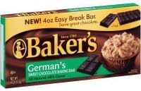 Baker's German's Sweet Chocolate Baking Bar, 4 OZ (Pack of 12)