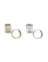14k Yellow White Gold CZ Huggie Hoop Fancy Earrings