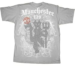 FC Football Club Manchester United Devil Crest Silver T-shirt Tee