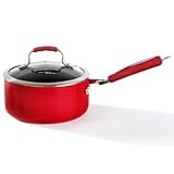 Hamilton Beach 92323 Nonstick Signature 2 Quart Covered Sauce Pan, Red