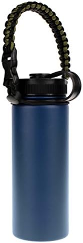 [2 Pack] Hydro Flask Handle, HamFire Paracord Survival Carrier Strap Cord for Hydro Flask Nalgene CamelBak Wide Mouth Water Bottles (Army Green+Black)