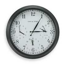 Dakota Designs 2CHX7 World Clock, Analog, 23 1 4 In, Wall, Blk by Dakota Designs
