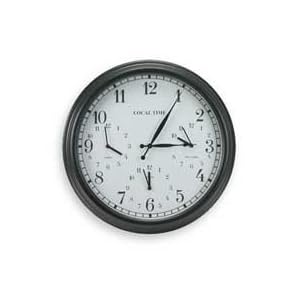 Dakota Designs 2CHX7 World Clock, Analog, 23 1 4 In, Wall, Blk