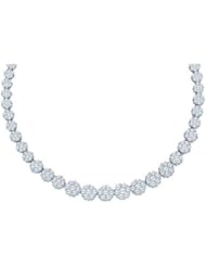 14.13 cttw 14k White Gold Diamond Bridal Flower Art Nouveau Necklace (Real Diamonds: 14.13 cttw)