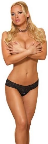 Dreamgirl Women's Sweet Surrender Open Crotch Thong, One Size, Black by NEY9A