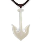 Hand Carved White Bone Anchor Pendant