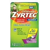 Zyrtec Allergy Childrens Cetrizine Chewable Tablets, 10 mg, Grape Flavor - 12 ea