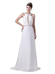 A-line V-neck Halter Chiffon Crystal Beaded  Ruched Evening Dress/Prom Dress/Wedding Party Dress  with a Brush/Sweep Train  With Rhinestones