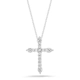 10k White Gold Diamond Cross Pendant (1/4 cttw, I-J Color, I2-I3 Clarity), 18