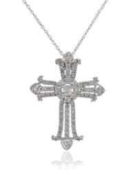 XPY 14k White Gold Diamond Cross Pendant (3/8 cttw, I-J Color, I2-I3 Clarity)