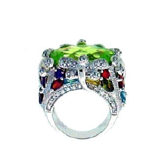 DRAGONFLY RING WITH LEMON CZ CUSHION CENTER