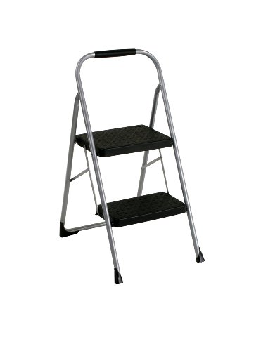 Cosco 11-308PBLW4 Two-Step Big Step Steel Folding Step Stool, Grey